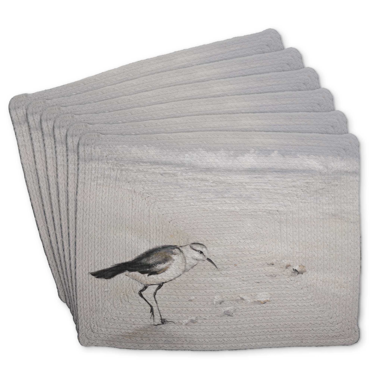 Picture of Begin Home Decor C6BP1418O6D5P6 14 x 18 in. Semipalmated Sandpiper Placemat - Braided Polyester Decor - Set of 6