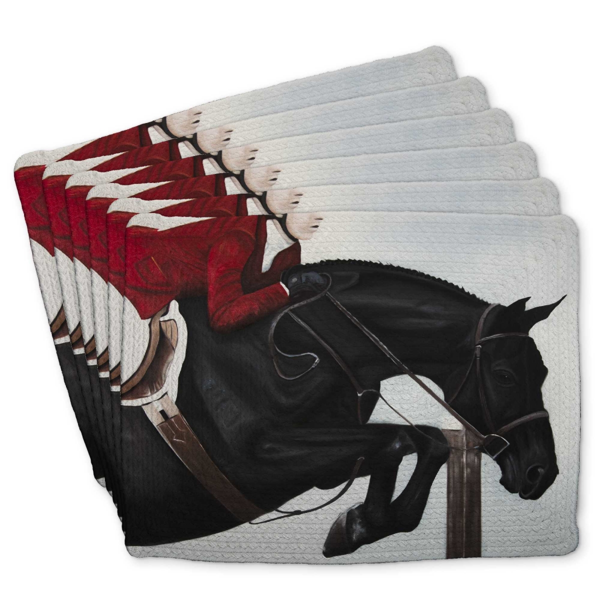 Picture of Begin Home Decor C6BP1418QNUKV8 14 x 18 in. Riding Competition Braided Polyester Placemat for Home Decor - Set of 6