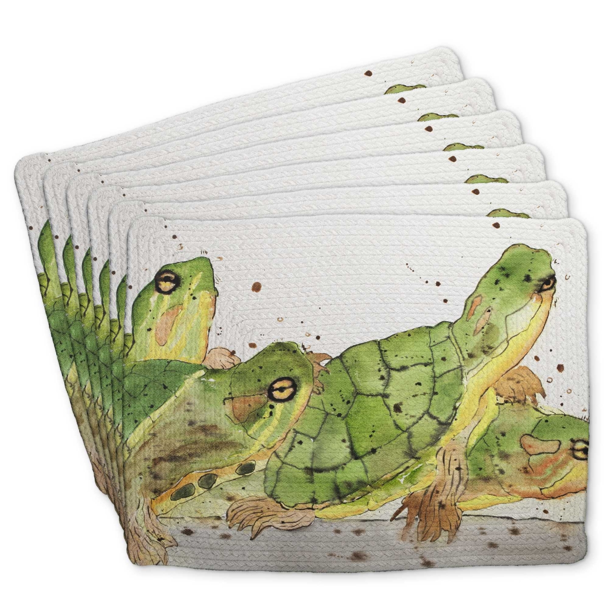 Picture of Begin Home Decor C6BP1418TGVALH 14 x 18 in. Small Aquatic Turtles Braided Polyester Placemat - Decor - Set of 6