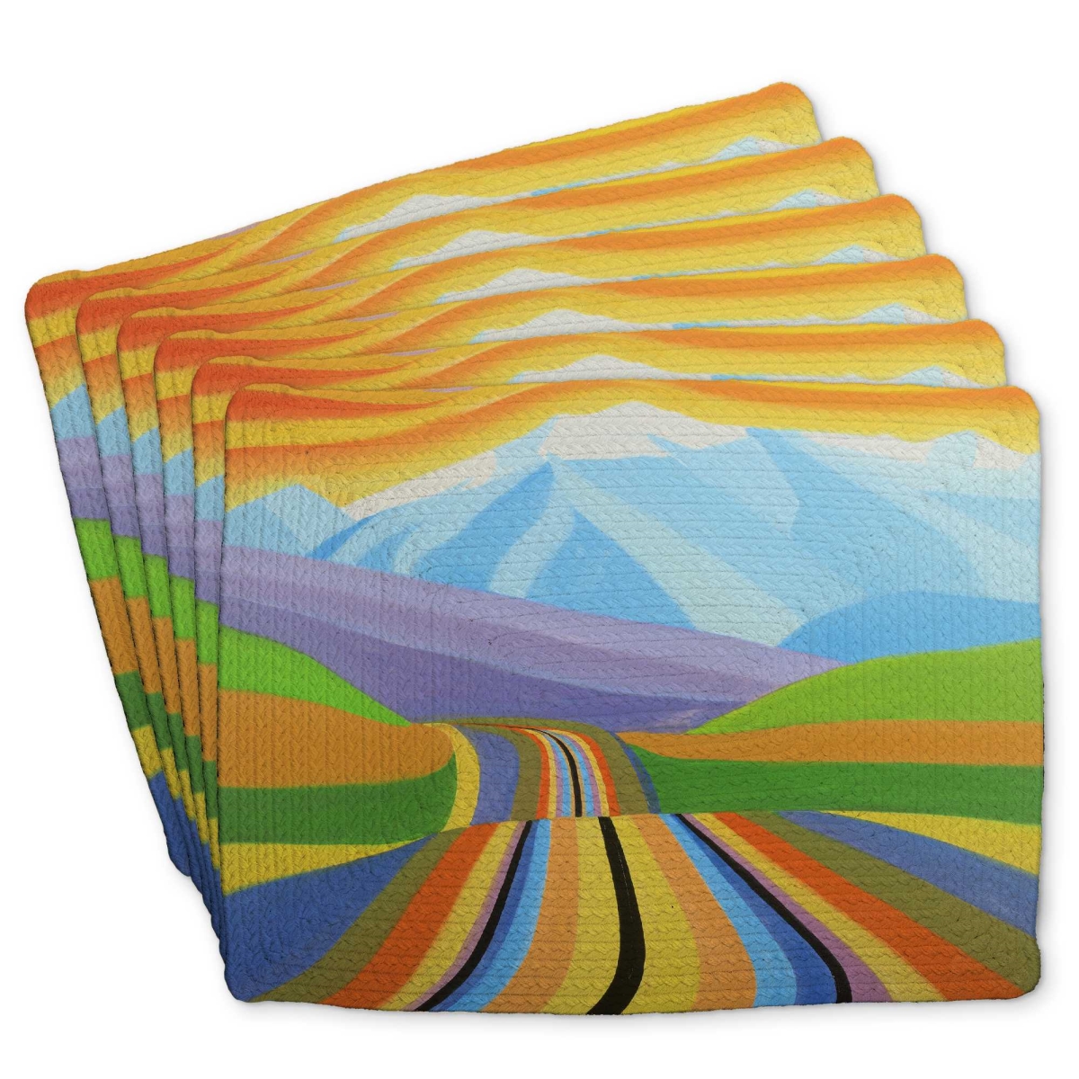 Picture of Begin Home Decor C6BP1418TWR48T 14 x 18 in. Mountain Road Multi Color Braided Polyester Placemat - Set of 6