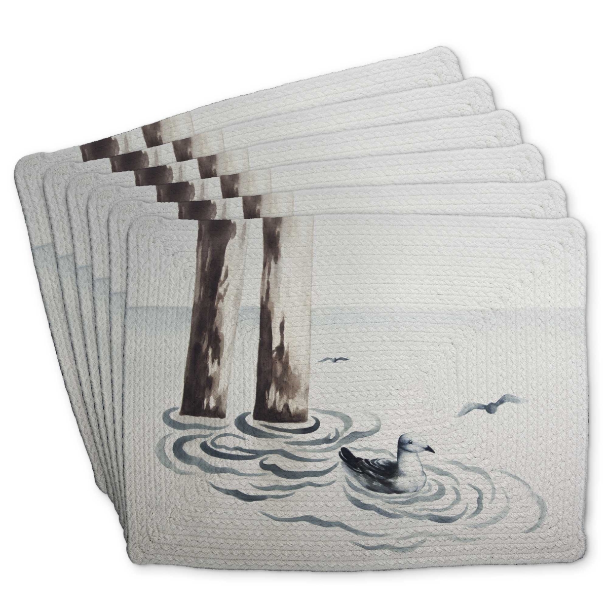 Picture of Begin Home Decor C6BP1418UDNU67 14 x 18 in. Seagull Braided Polyester Placemat - Stylish Home Decor - Set of 6