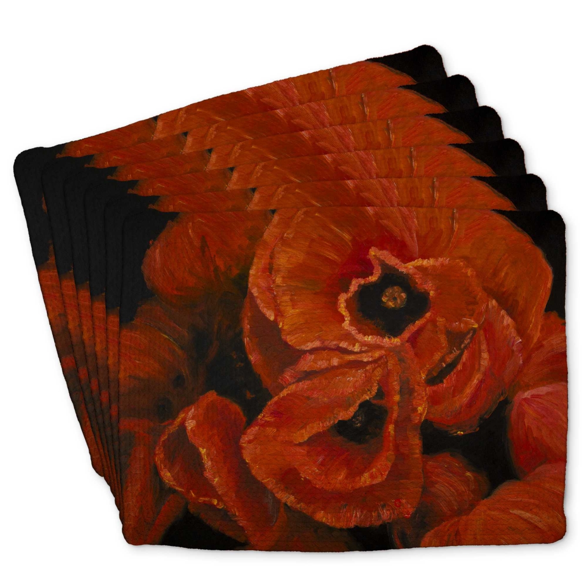 Picture of Begin Home Decor C6BP1418VNZ5FL 14 x 18 in. Poppy Bouquet Braided Polyester Placemat for Home Decor - Set of 6