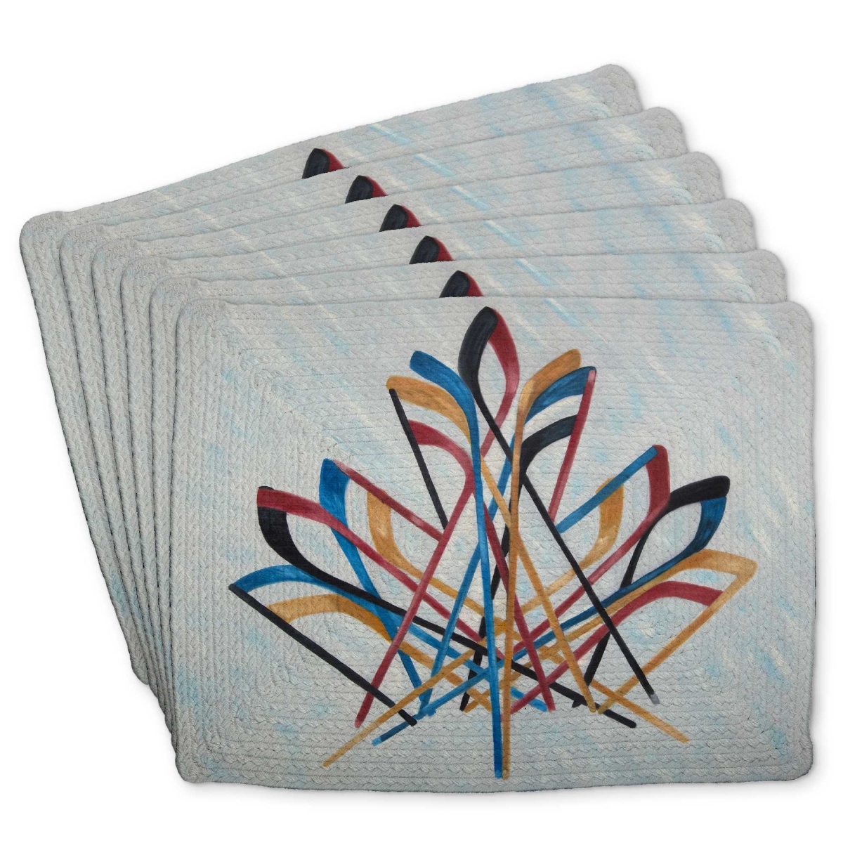 Picture of Begin Home Decor C6BP1418W3QNID 14 x 18 in. Canadian Hockey Braided Polyester Placemat - Home Decor - Set of 6