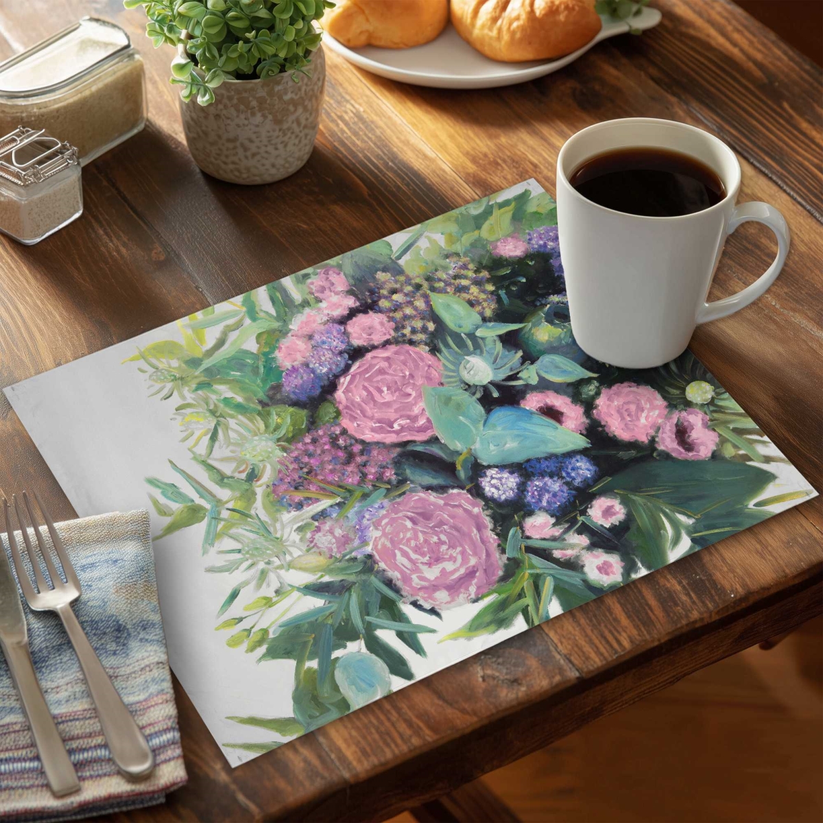 Picture of Begin Home Decor C6PP14180PJ4UW 14 x 18 in. Melody of Fuchsia Flowers Polyester Placemat - Home Decor - Set of 6