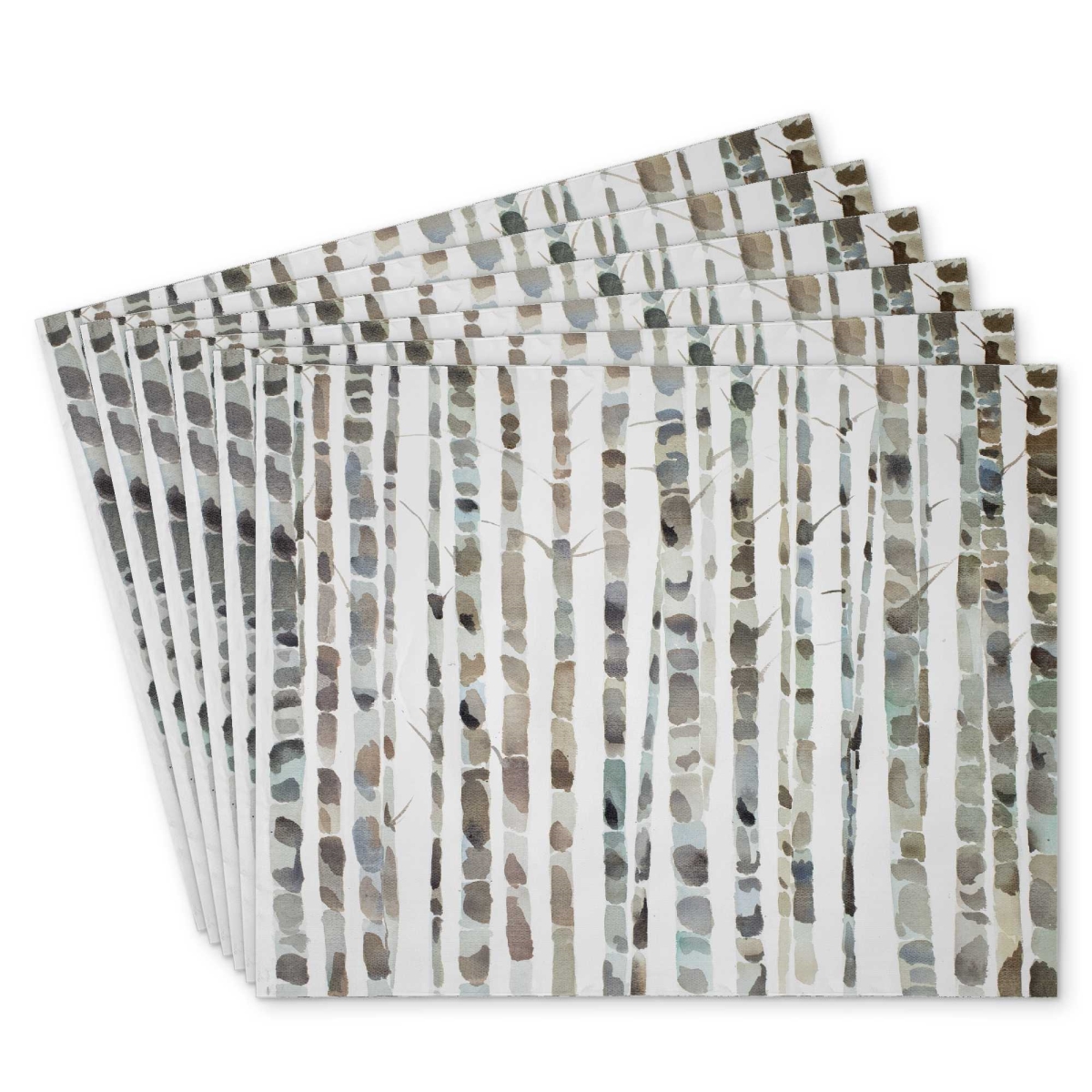 Picture of Begin Home Decor C6PP14181XIGTH 14 x 18 in. Watercolor Birch Tree Forest Placemat - Decor Essentials - Set of 6