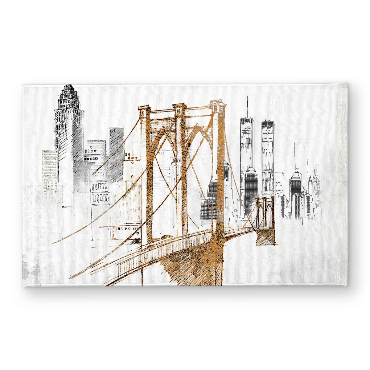 CODM2134SQYNTJ 21 x 34 in. Brooklyn Bridge Blurry Sketch Gray Door Mat - Home Decor