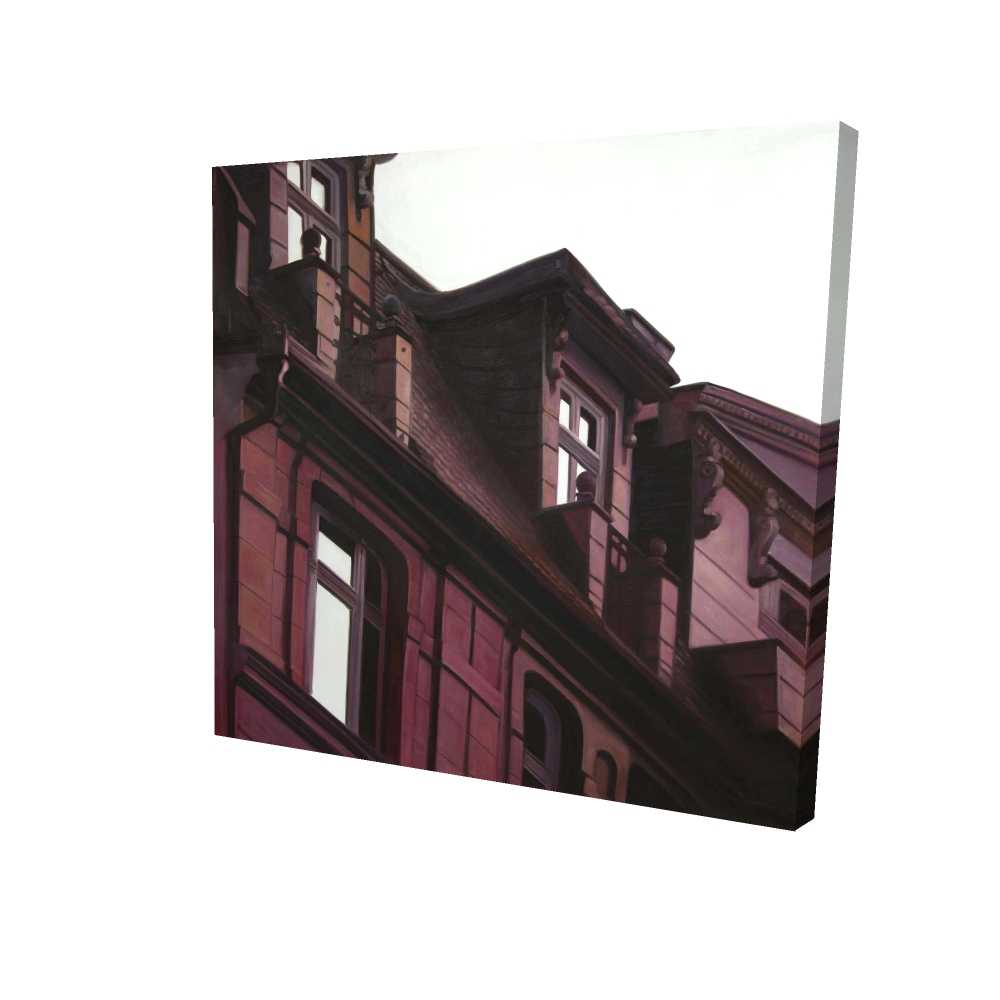 2080-3636-AR9 36 x 36 in. Architectural Building Red Industrial Canvas for Home Decor