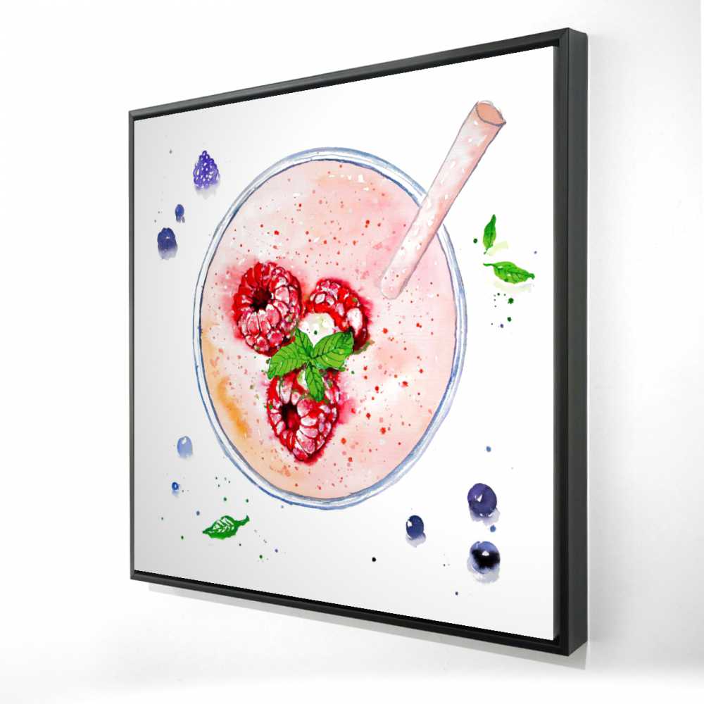 2081-3636-GA109 36 x 36 in. Strawberry & Raspberry Smoothie Canvas - Home Decor Art