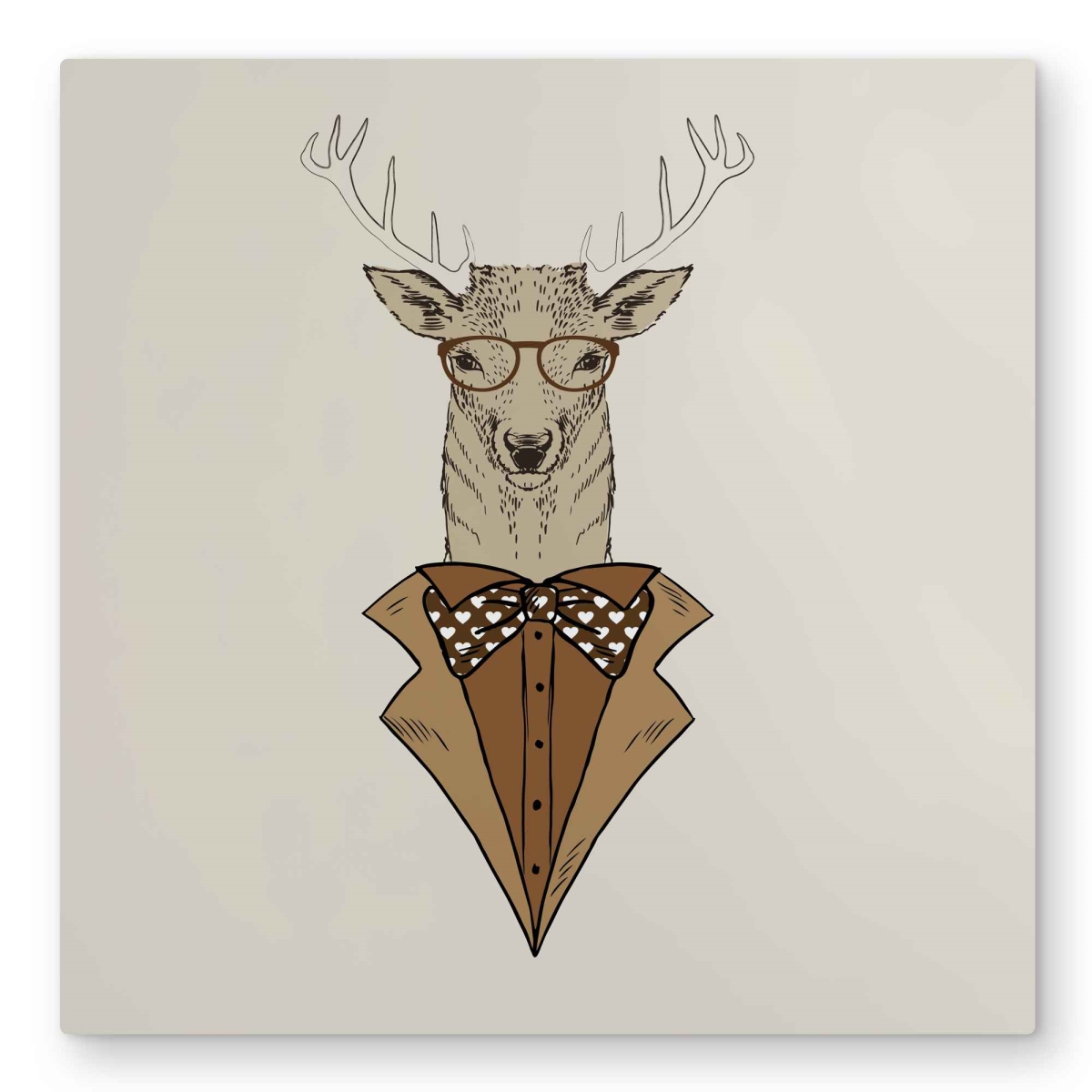 C1MP3232D8YVE9 32 x 32 in. Deer with Brown Coat Wall Art - Beige Wildlife Metal Print