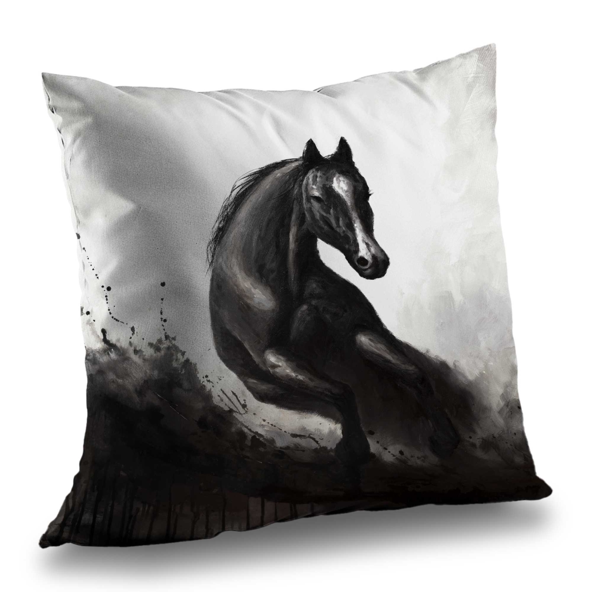 C1PC141465ZE07 14 x 14 in. Horse in Motion - White Rustic Poly Twill Throw