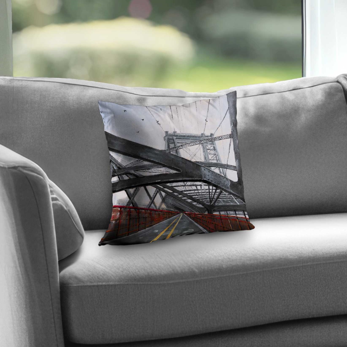 C1PC1414N5UK9R 14 x 14 in. Bridge Architecture - Poly Twill Throw for Stylish Home