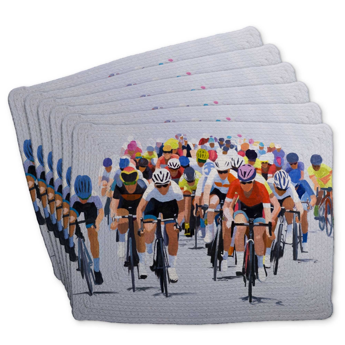 Picture of Begin Home Decor C6BP1418W1YEWZ 14 x 18 in. Cycling Competition Braided Polyester Placemat - Set of 6