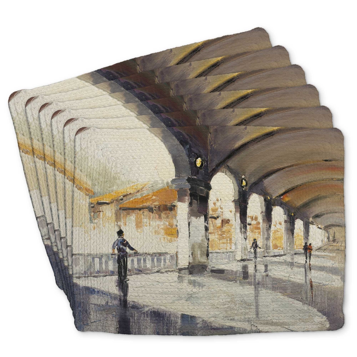 Picture of Begin Home Decor C6BP1418Z2V5XO 14 x 18 in. People in A Spacious Hall - Braided Polyester Placemat - Set of 6