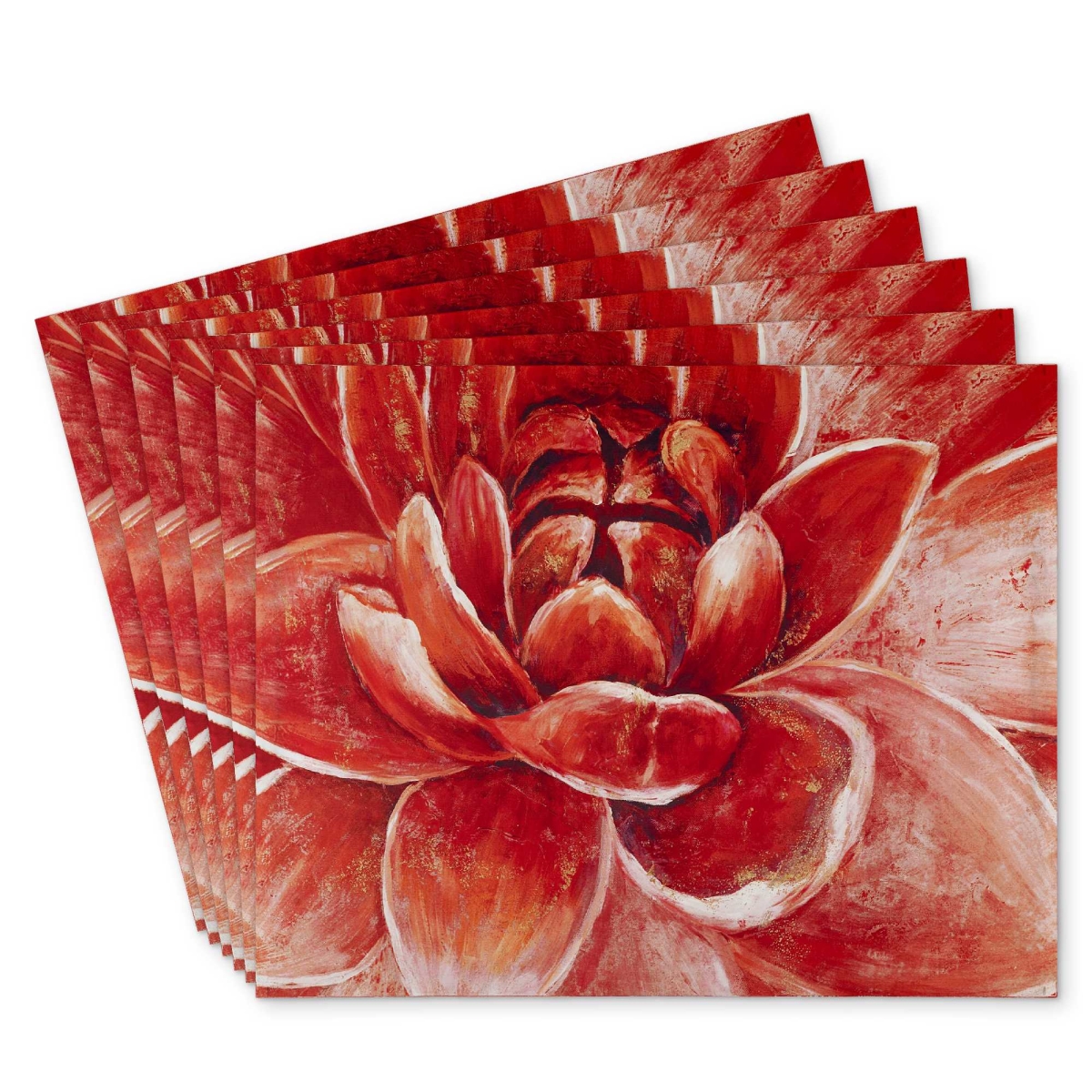 Picture of Begin Home Decor C6PP14182EVNM4 14 x 18 in. Red Chrysanthemum Polyester Placemat - Elegant Home Decor - Set of 6