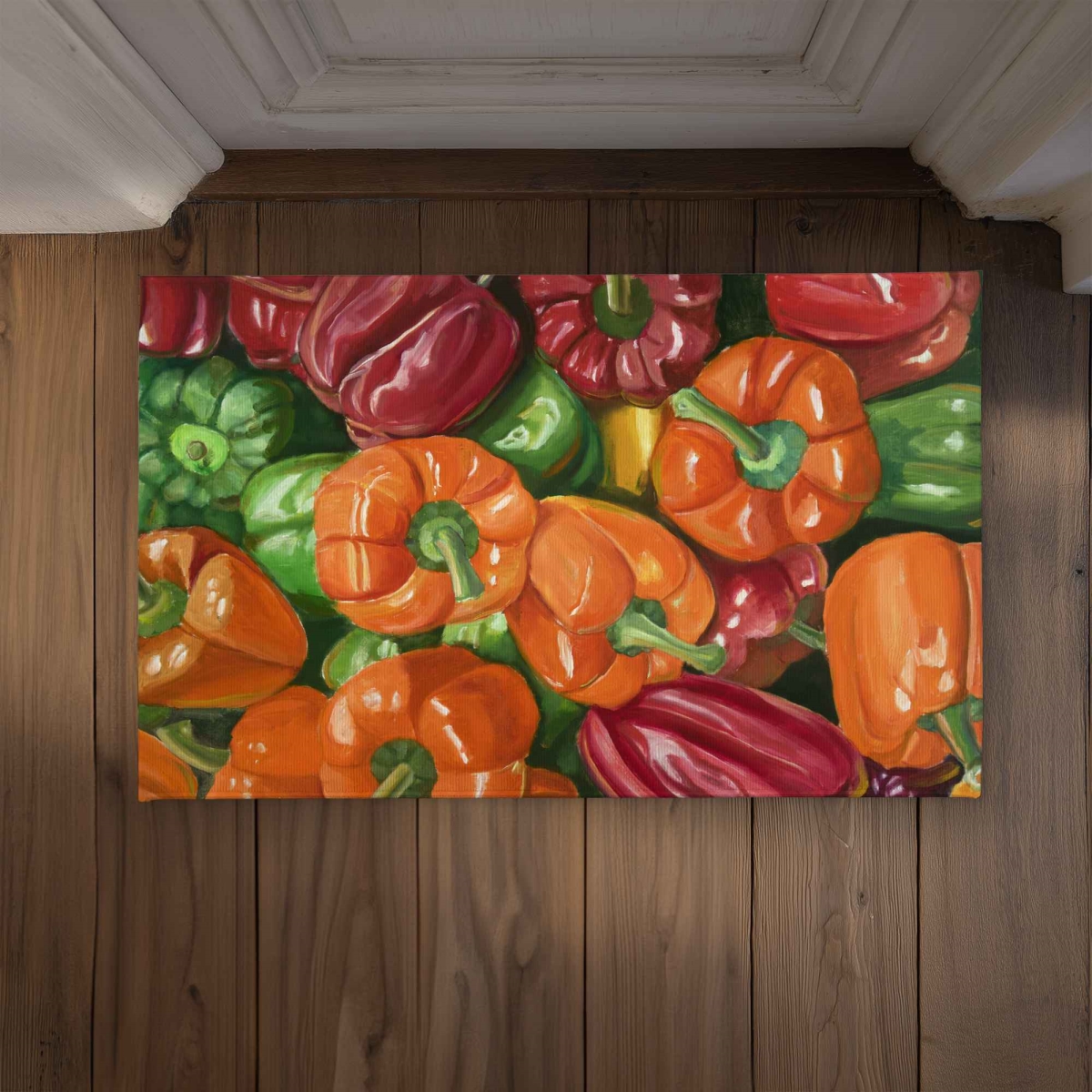 CODM2134OBROJ8 21 x 34 in. A Lot of Peppers - Illustrative Still Life Door Mat