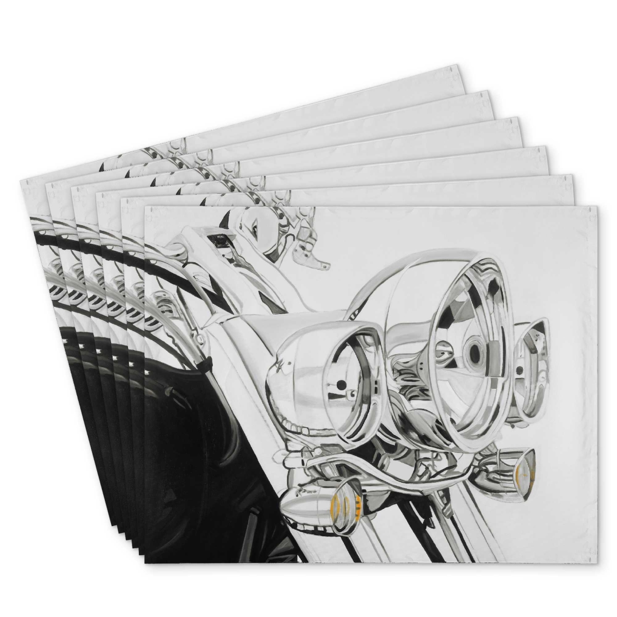 Picture of Begin Home Decor C6PP14186XS7B4 14 x 18 in. Motorcycle Light Polyester Placemat - Stylish Dining - Set of 6