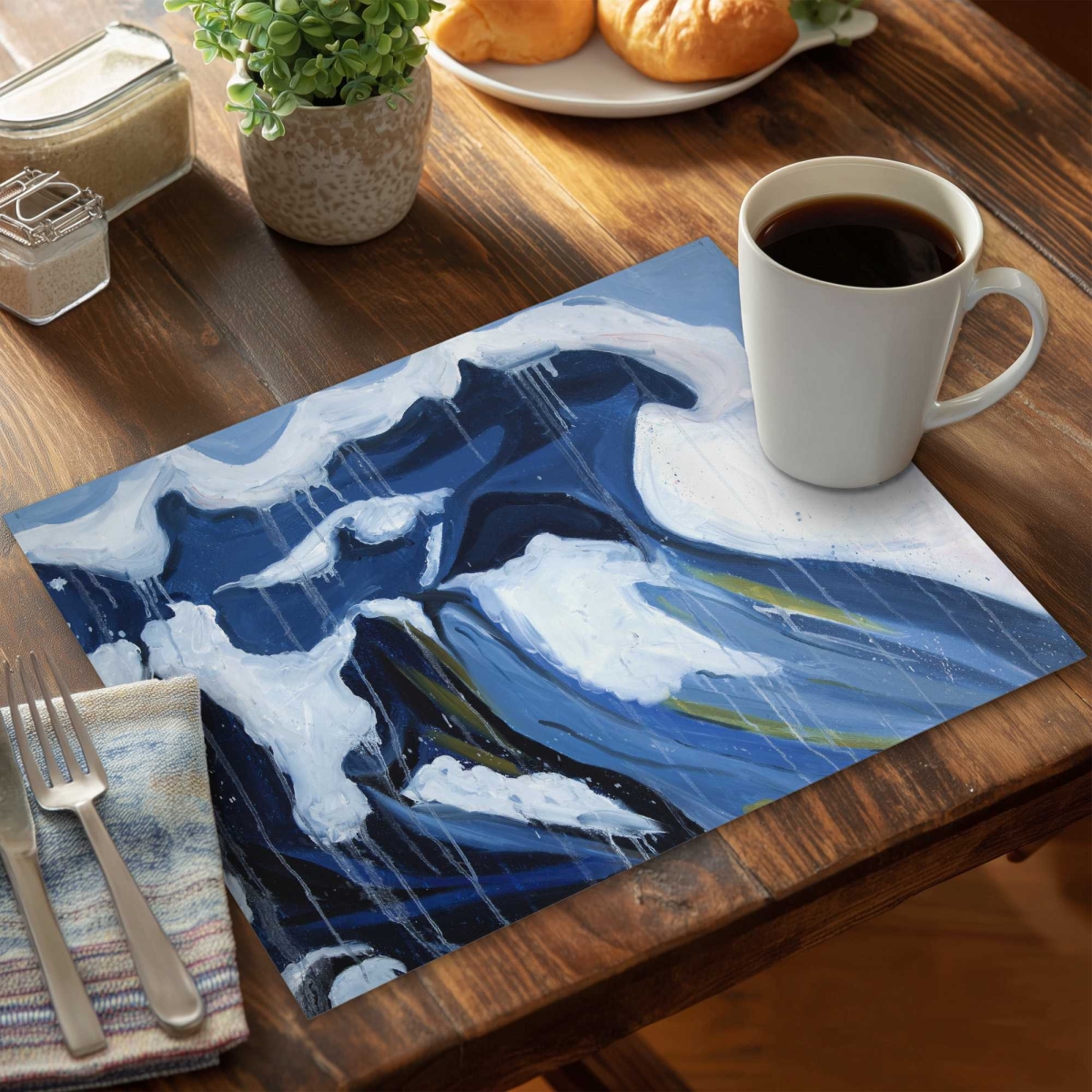 Picture of Begin Home Decor C6PP1418CI9G6N 14 x 18 in. Wave in Motion Polyester Placemat - Home Decor Essentials - Set of 6