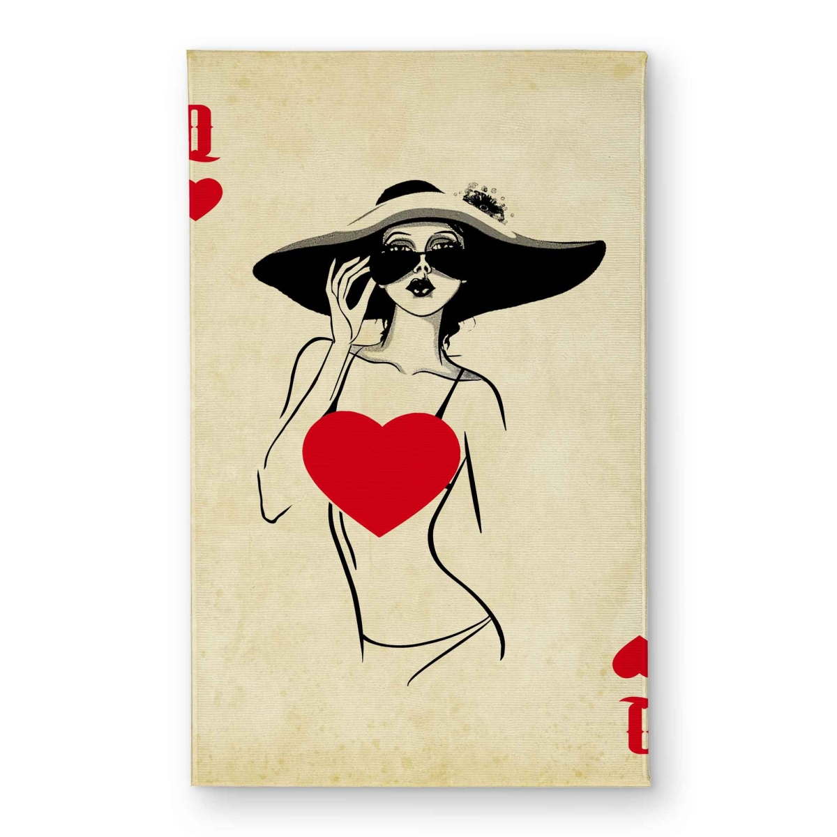 CODM2134PFTNCN 21 x 34 in. Queen of Hearts Black Miscellaneous Door Mat for Home Decor