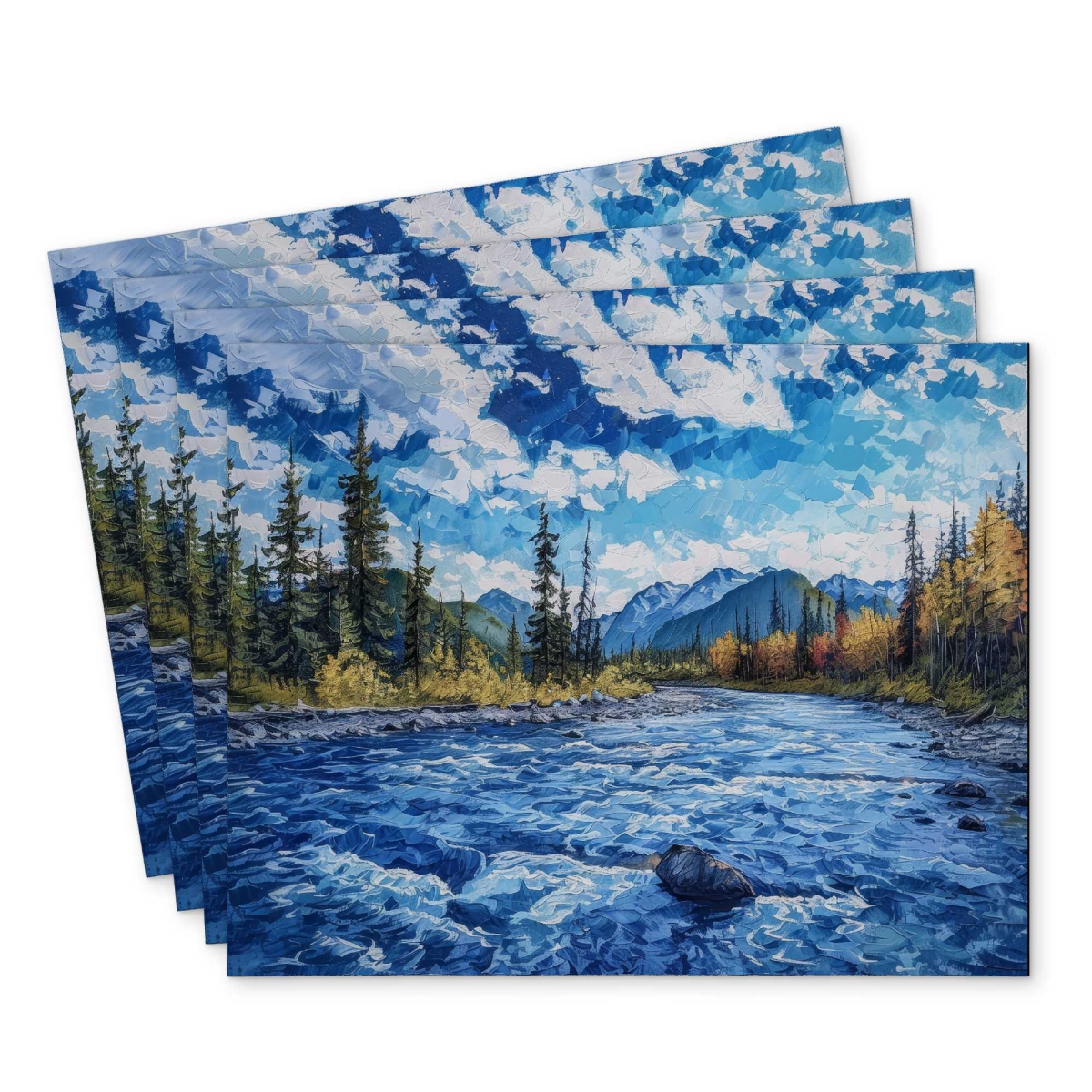Picture of Begin Home Decor C4PP1418U31QSK 14 x 18 in. Flow Polyester Placemat for Stylish Decor - Durable Design - Set of 4