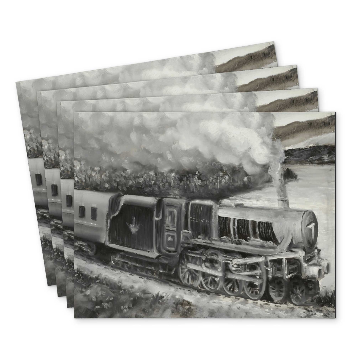 Picture of Begin Home Decor C4PP1418UBCYSR 14 x 18 in. Vintage Passenger Locomotive Polyester Placemat - Home Decor - Set of 4