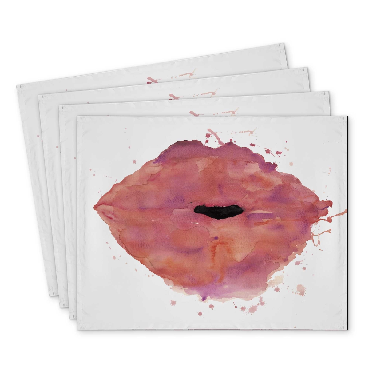 Picture of Begin Home Decor C4PP1418V48N1Q 14 x 18 in. Watercolor Pink Lipstick Polyester Placemat - Home Decor - Set of 4