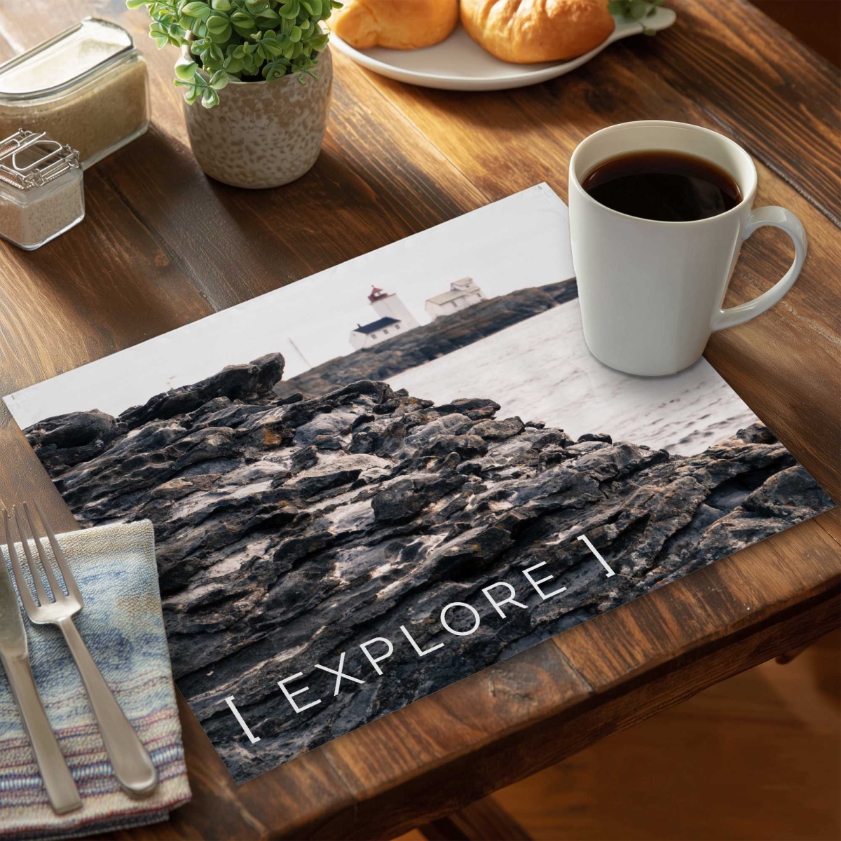 Picture of Begin Home Decor C4PP1418YF4NUP 14 x 18 in. Explore Polyester Placemat - Stylish Home Decor Accent - Set of 4