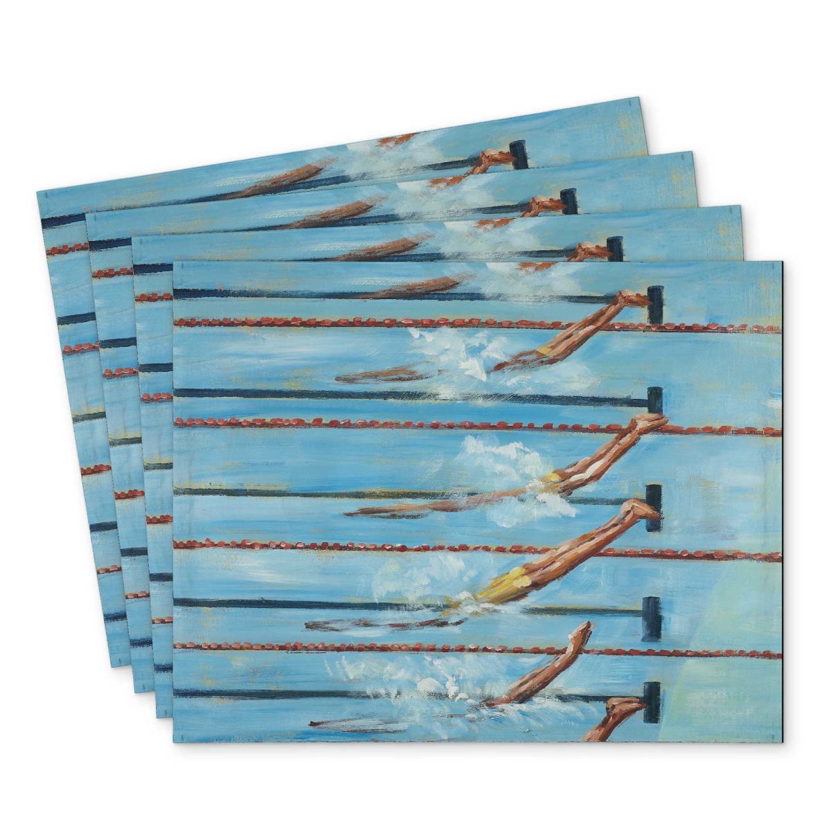 Picture of Begin Home Decor C4PP1418Z1I61W 14 x 18 in. Olympic Swimmers Polyester Placemat - Home Decor Accent - Set of 4