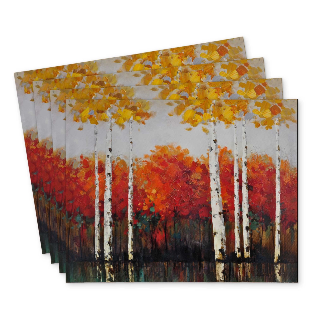 Picture of Begin Home Decor C4PP1418ZCOZ6K 14 x 18 in. Birches by Fall Polyester Placemat - Stylish Home Decor - Set of 4
