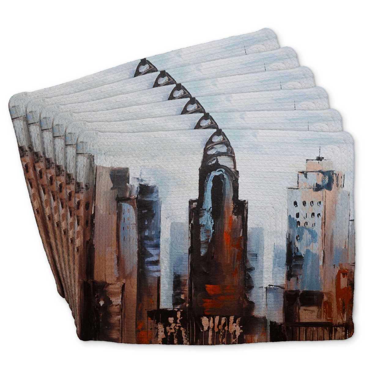 Picture of Begin Home Decor C6BP14185MV77A 14 x 18 in. Sullen Day in the City - Braided Polyester Placemats - Decor - Set of 6