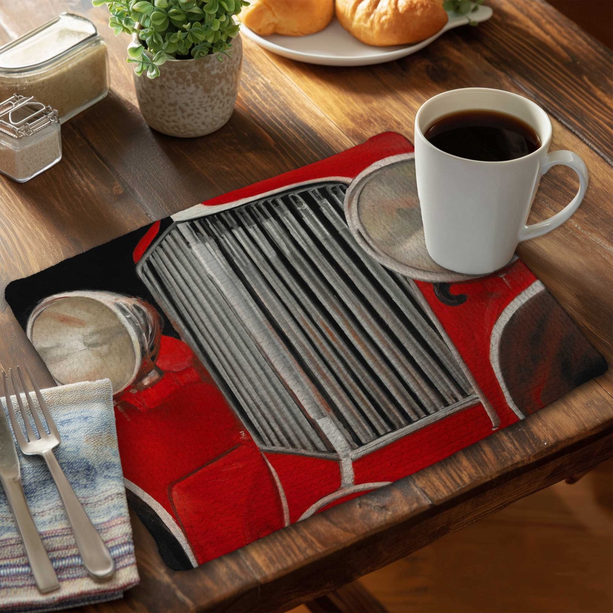 Picture of Begin Home Decor C6BP14186HE8I0 14 x 18 in. Car of the 50s Closeup Braided Polyester Placemat - Decor - Set of 6