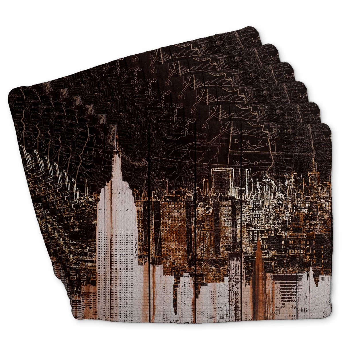 Picture of Begin Home Decor C6BP1418DGLOMT 14 x 18 in. Empire City of York Braided Polyester Placemat - Decor - Set of 6