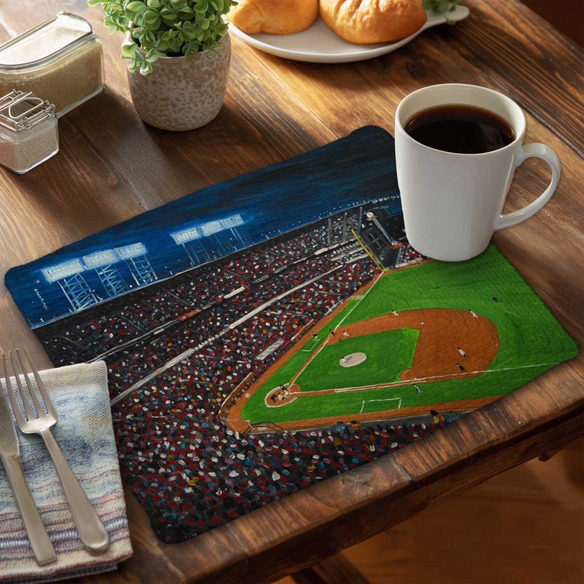 Picture of Begin Home Decor C6BP1418DPWIDL 14 x 18 in. Baseball Game Braided Polyester Placemat for Home Decor - Set of 6
