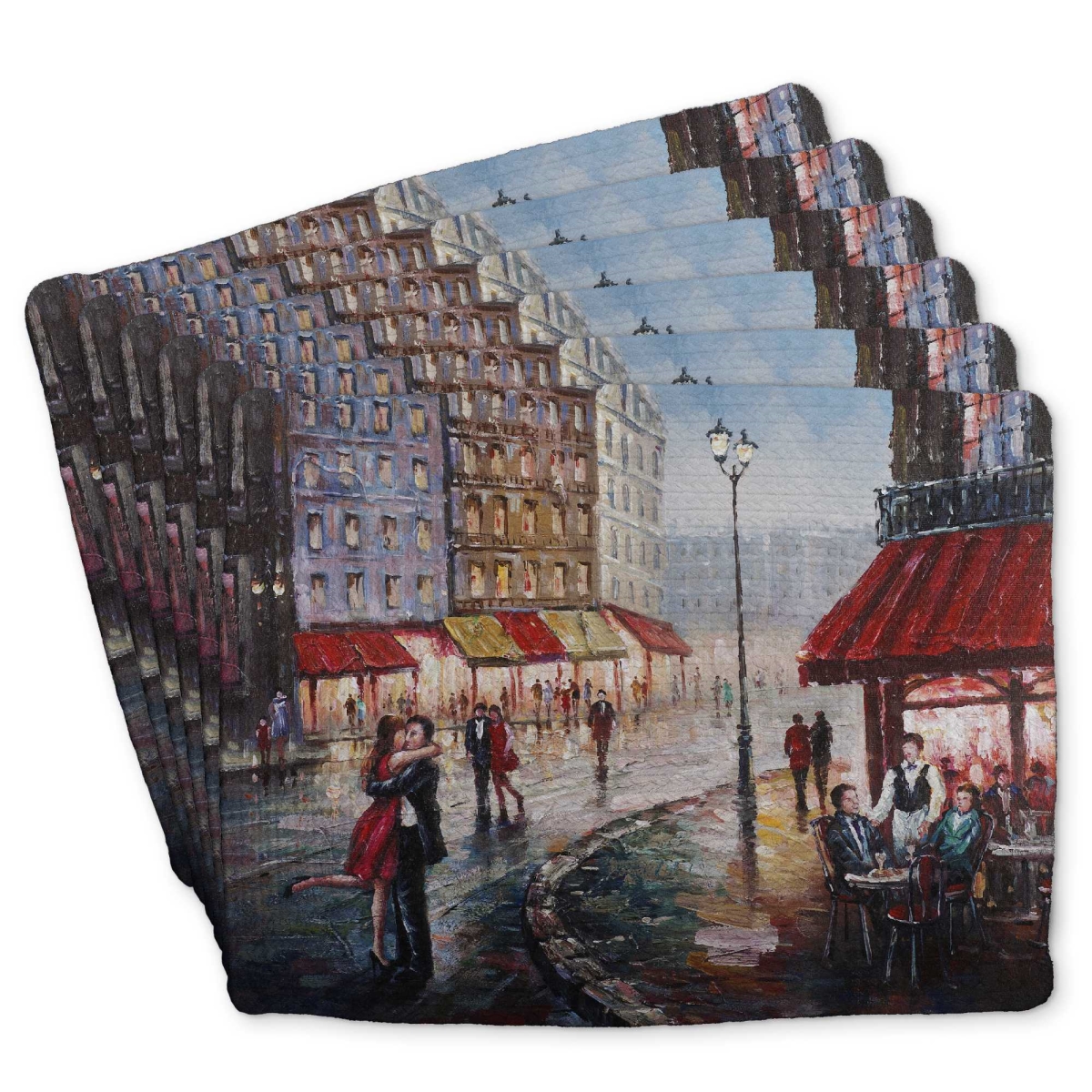 Picture of Begin Home Decor C6BP1418E92NEH 14 x 18 in. Couple Kissing in the Street Braided Polyester Placemat - Set of 6