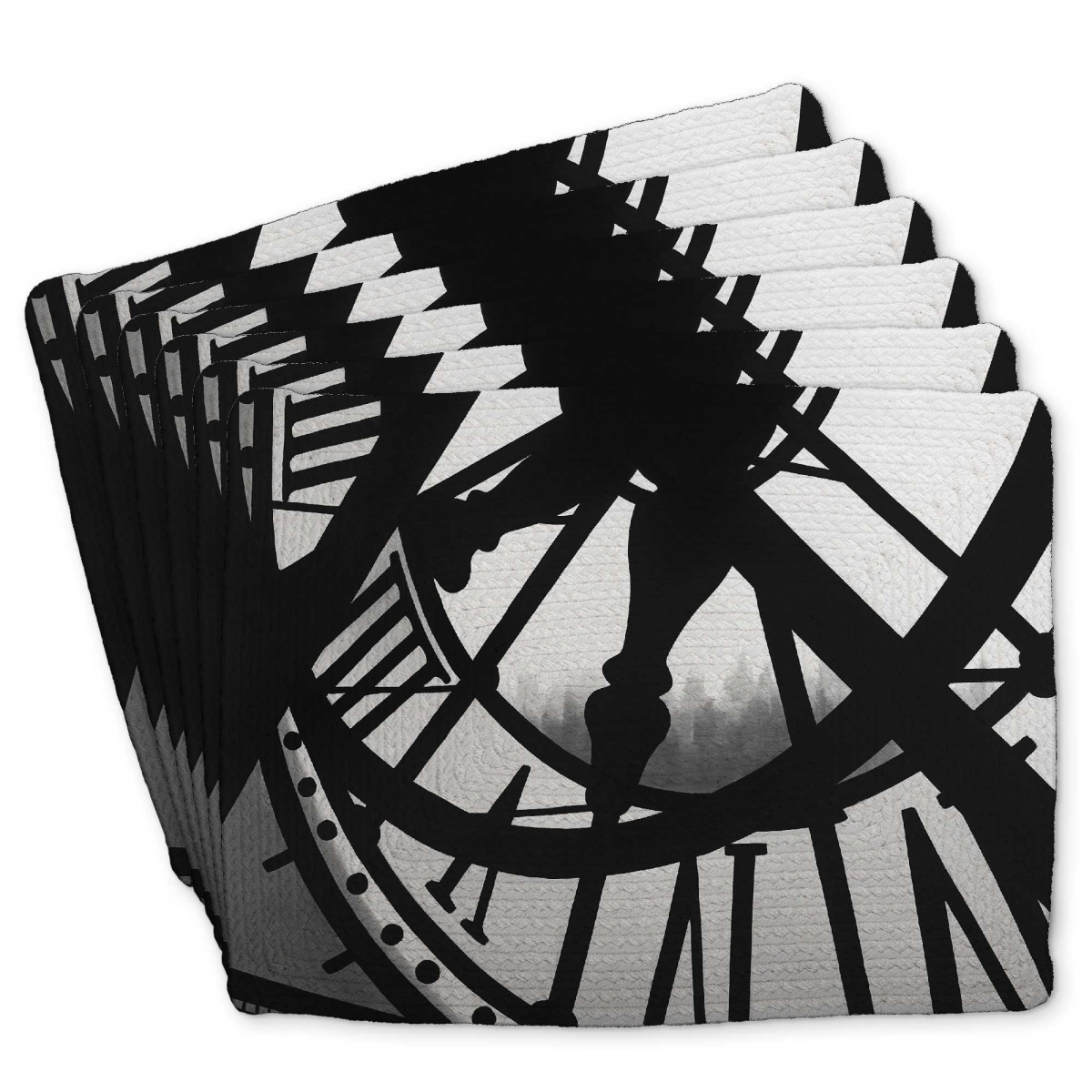 Picture of Begin Home Decor C6BP1418HIBM2W 14 x 18 in. Giant Clock in Orsay Museum - Braided Polyester Placemat - Set of 6