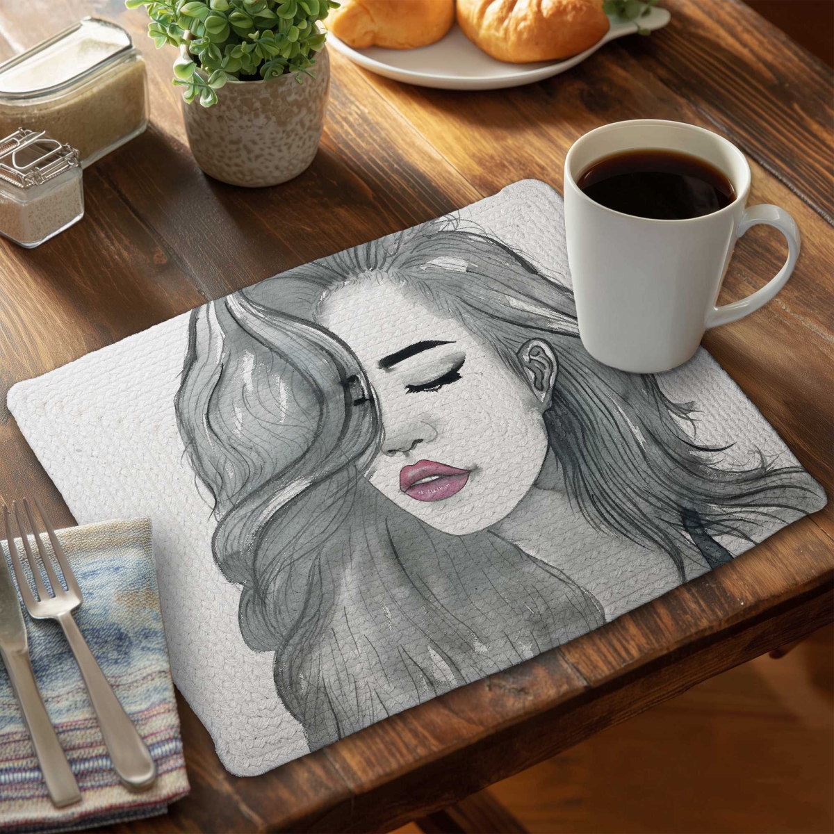 Picture of Begin Home Decor C6BP1418IEID1P 14 x 18 in. Beautiful Female Hair - Braided Polyester Placemat - Home - Set of 6