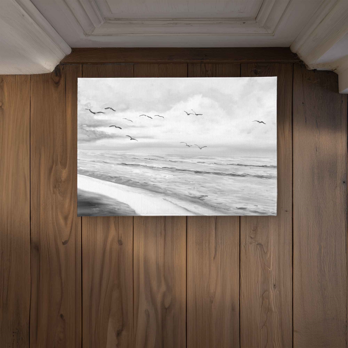 CODM17243696PY 17 x 24 in. Monochrome Tropical Sunset Door Mat - Gray Landscapes Decor
