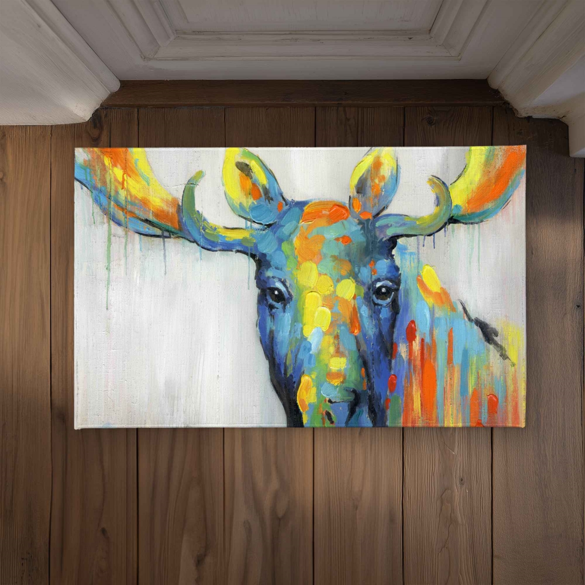CODM21340PLGJ7 21 x 34 in. Colorful Abstract Moose - Yellow Animals Door Mat