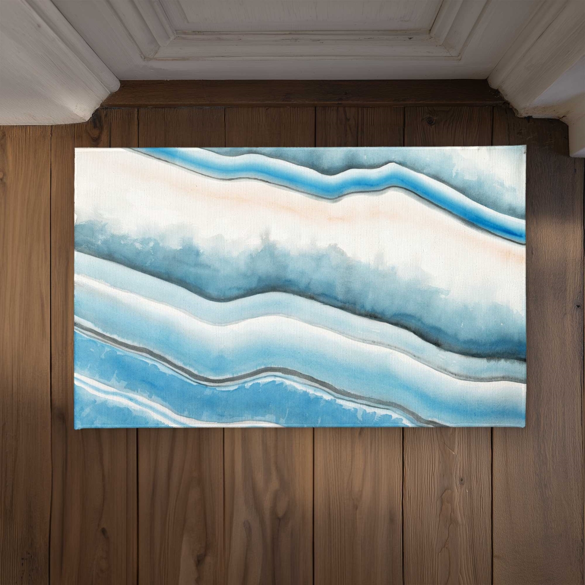 CODM21342MDPO4 21 x 34 in. Textured Geode Abstract Blue Indoor & Outdoor Door Mat - Decor