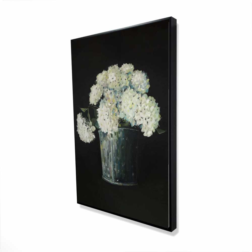 2081-3624-FL358 24 x 36 in. White Hydrangea Flowers - Rustic Framed Canvas Home Decor