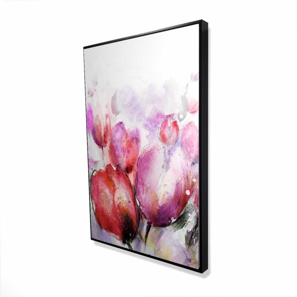 2081-3624-FL98 24 x 36 in. Abstract Blurry Tulips - Floral Office Framed Canvas Decor