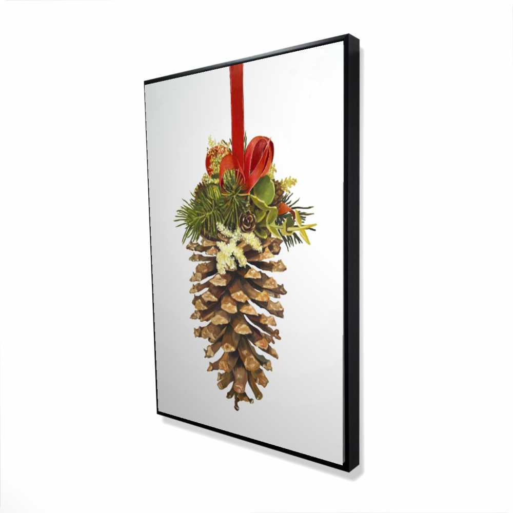 2081-3624-HO12 24 x 36 in. Christmas Pine Cone - Rustic Holidays Framed Canvas Decor