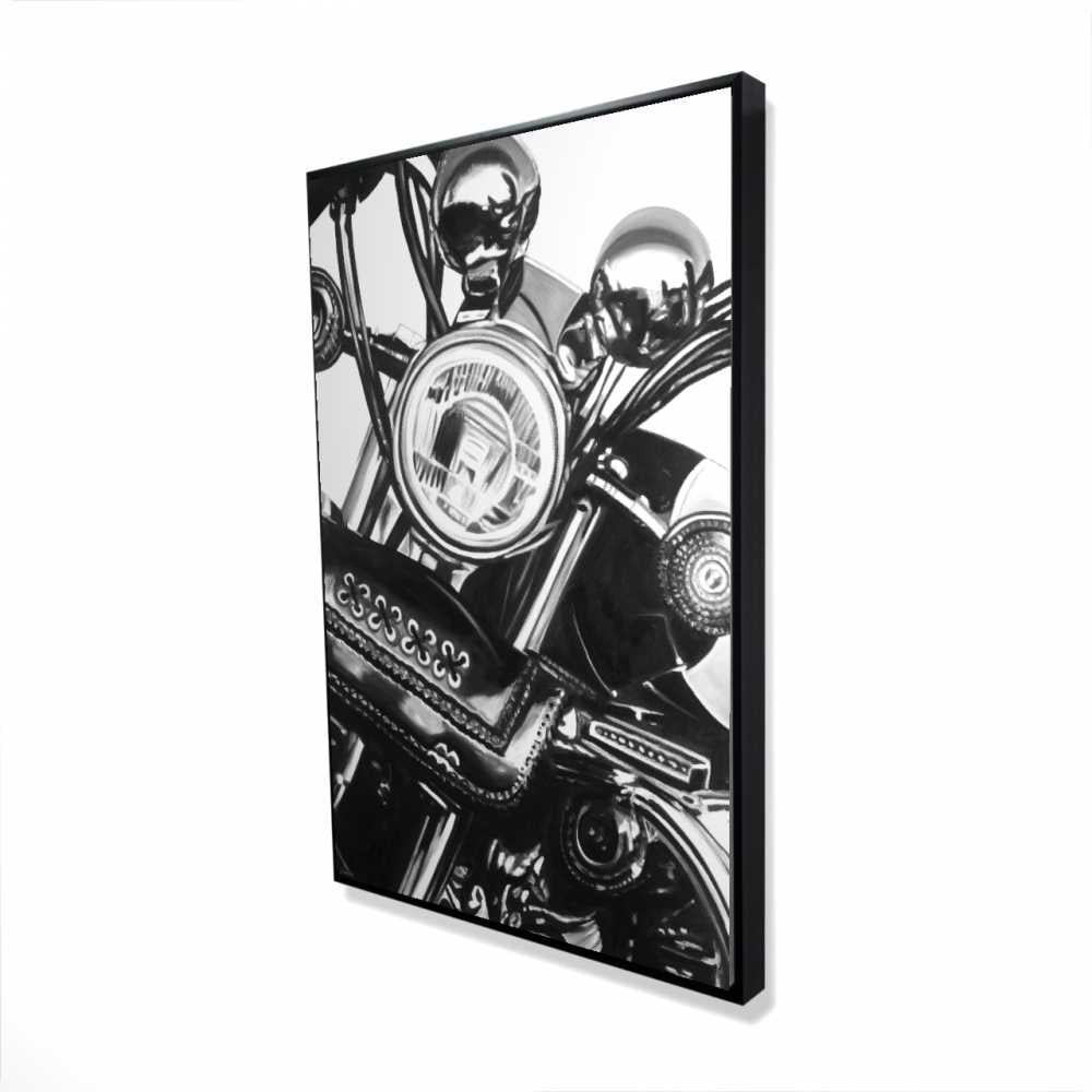 2081-3624-TR56 24 x 36 in. Realistic Motorcycle Gray Framed Canvas for Man Cave Decor