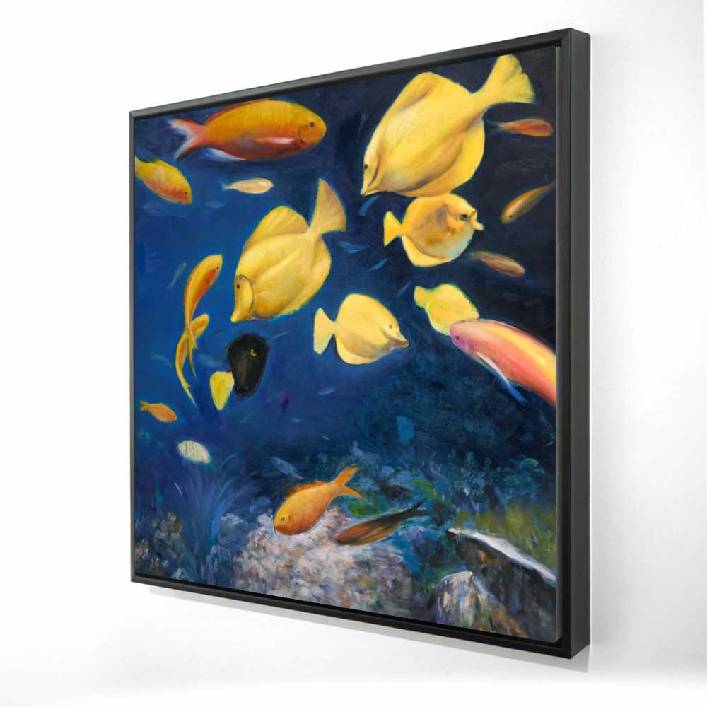 2081-3636-AN170 36 x 36 in. Fish Under The Sea - Office Orange Framed Canvas Decor