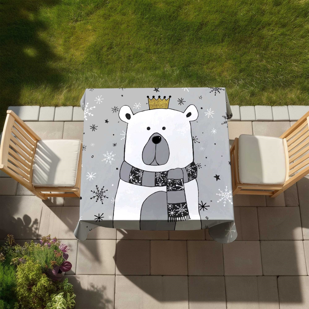 Picture of Begin Home Decor C1TC5858J90MCE 58 x 58 in. Beautiful Bear Tablecloth - Illustrative Indoor & Outdoor