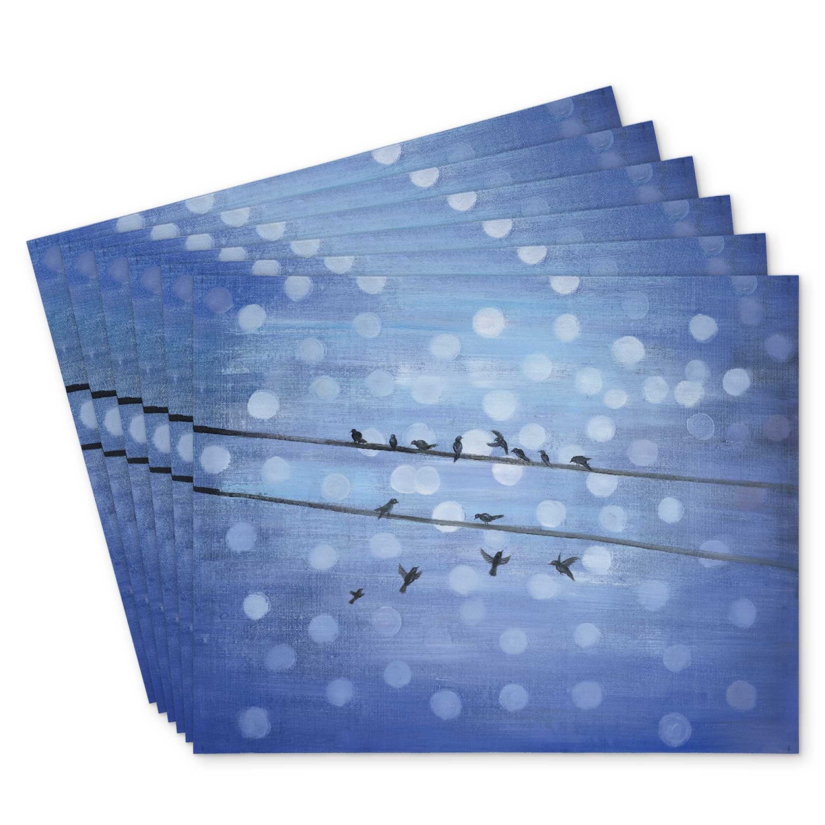 Picture of Begin Home Decor C6PP1418DFYPC8 14 x 18 in. Birds on Glittering Blue Sky - Polyester Placemat - Set of 6