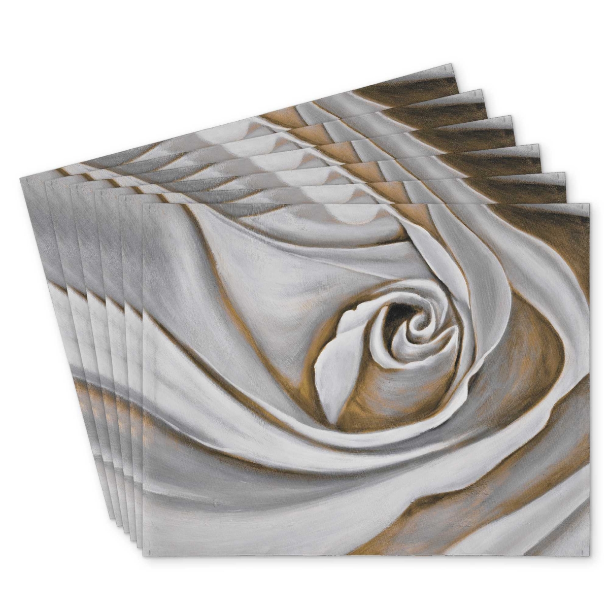 Picture of Begin Home Decor C6PP1418FI2URP 14 x 18 in. White Rose Closeup Polyester Placemat - Home Decor Accent - Set of 6