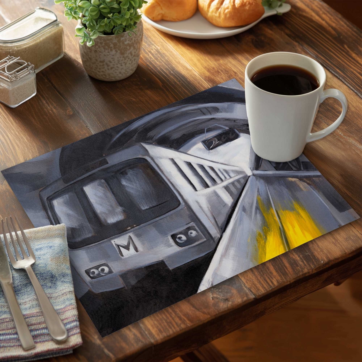 Picture of Begin Home Decor C6PP1418OHWF6S 14 x 18 in. Subway Polyester Placemat - Stylish Home Decor for Dining - Set of 6