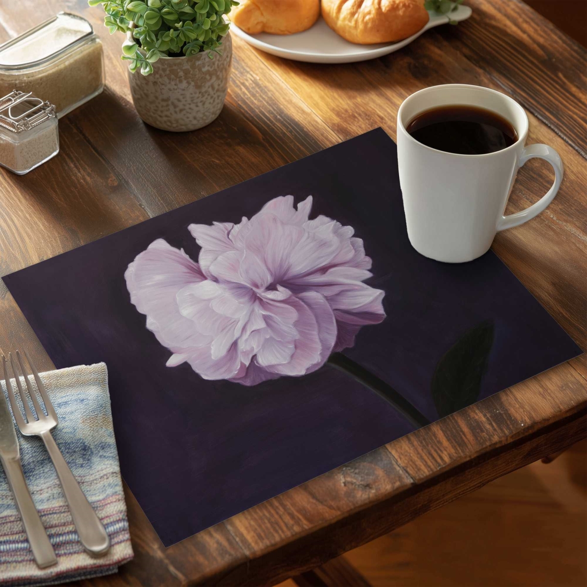 Picture of Begin Home Decor C6PP1418R0C8O1 14 x 18 in. Beautiful Purple Flower Polyester Placemat - Home Decor - Set of 6
