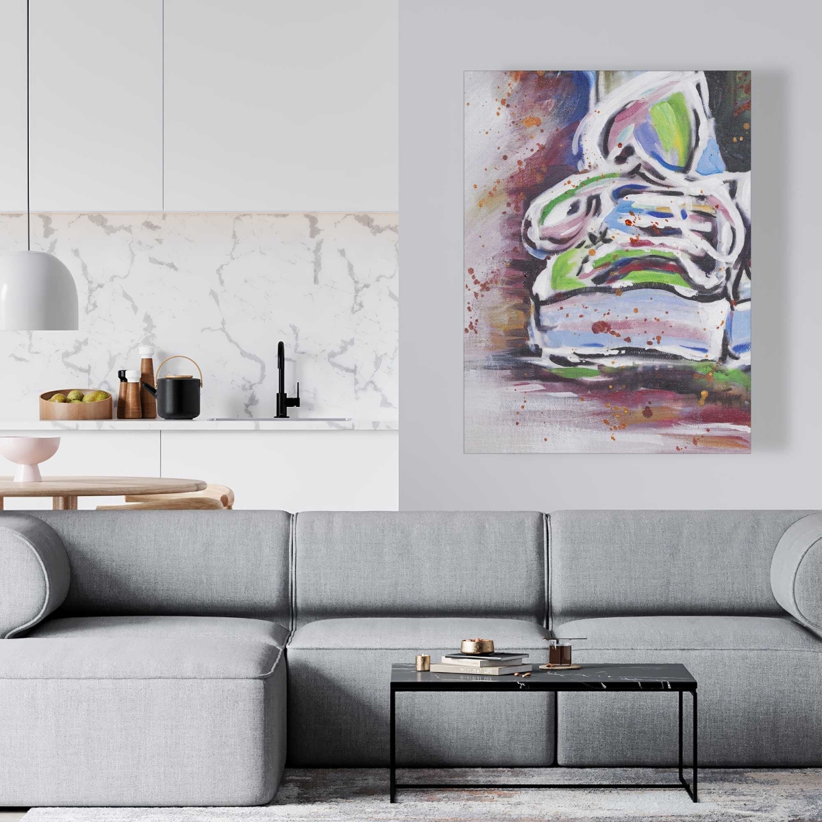C1RC3648LCH0FC 36 x 48 in. Abstract Shoes - Contemporary Canvas Home Decor - Unique Art