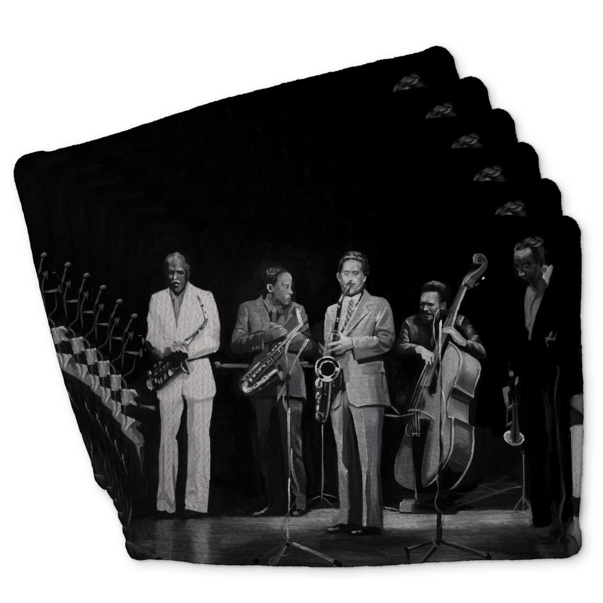 Picture of Begin Home Decor C6BP1418EWXADN 14 x 18 in. Jazz Music Group Braided Polyester Placemat - Home Decor - Set of 6